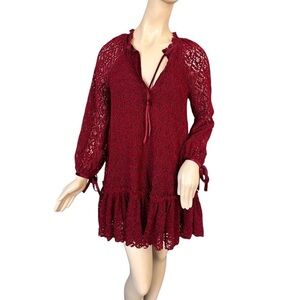 Free People Women’s Jenny Red Mini red crush velvet swing dress Sz XS